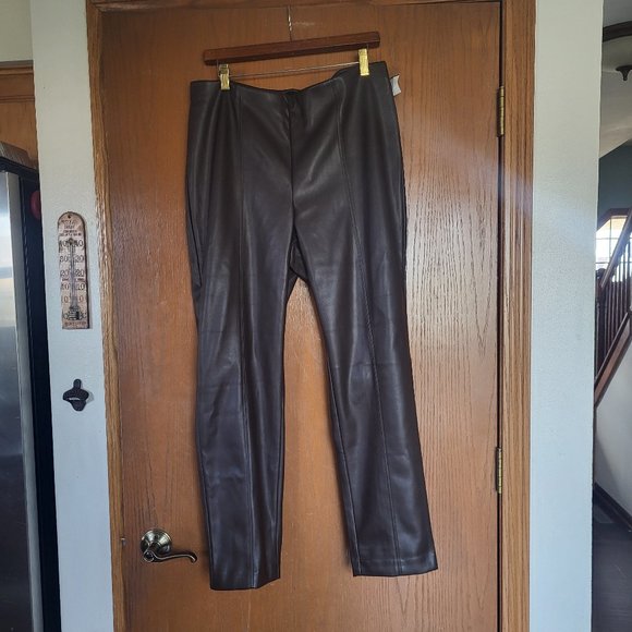 J. Jill Dark Brown 🤎 Leather Style Pants NWT Size L 🍁 - Picture 2 of 9
